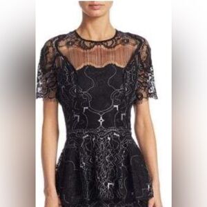 Jonathan Simkhai Lace Peplum Blouse